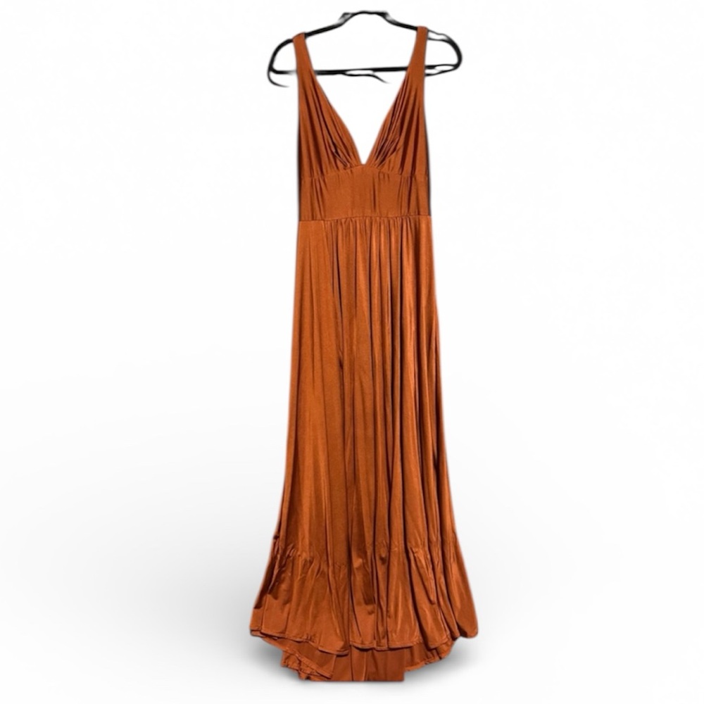 Elegant Burnt Orange Long Dress